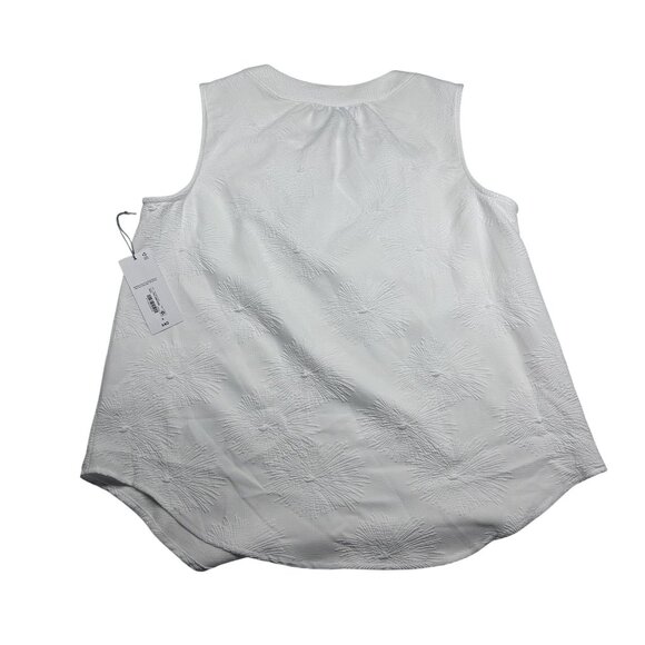 Liz Claiborne White Sleeveless Textured Blouse With Button Detail Size Small NWT - Picture 2 of 6